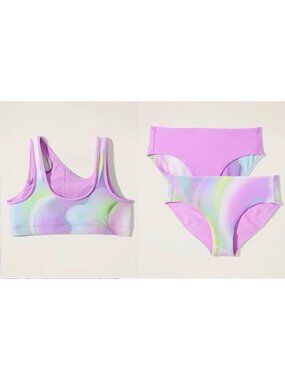 Athleta Girl Cut Out Bikini Set Sea Glass Multi Large XL/14